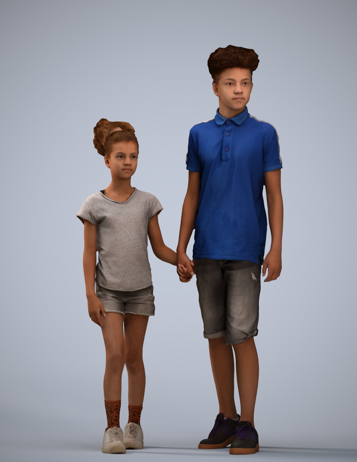 3D human model girl casual kids, photogrammetry scanned person for archviz