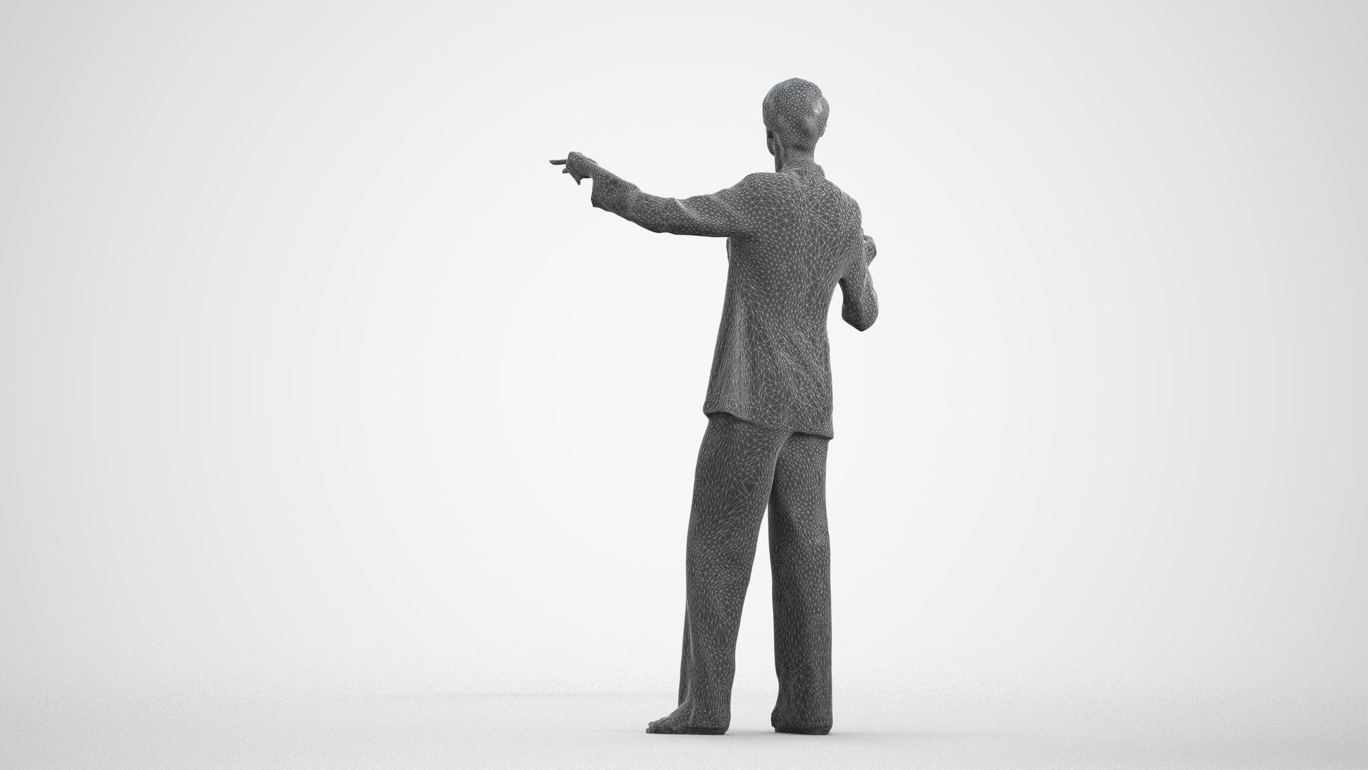 scanned 3D senior woman business, photogrammetry people for Enscape and V-Ray, wireframe front view