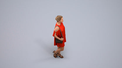 scanned 3D woman formal standing, photogrammetry people for Enscape and V-Ray, back view render