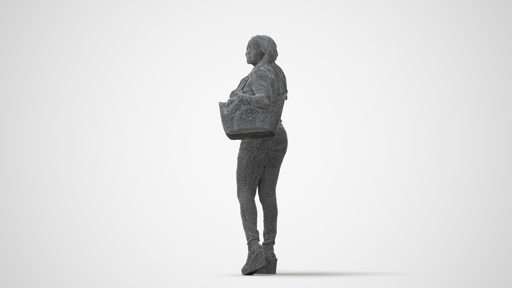 3D people model woman casual walking, scanned human for 3ds Max rendering, square thumbnail