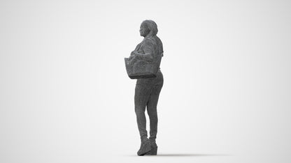 3D people model woman casual walking, scanned human for 3ds Max rendering, square thumbnail