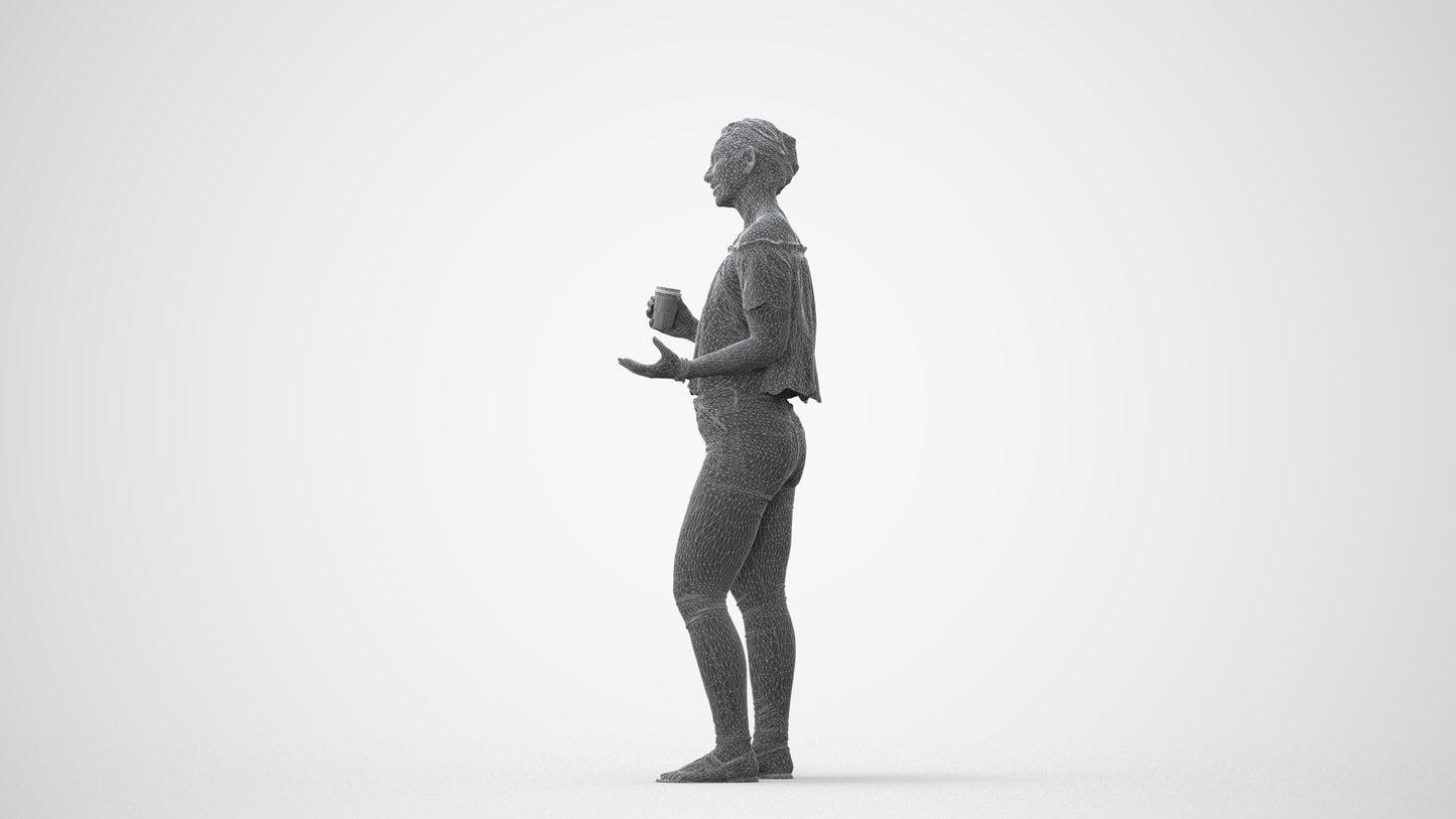 3D scanned woman standing casual, photorealistic archviz people for Enscape and SketchUp, square thumbnail