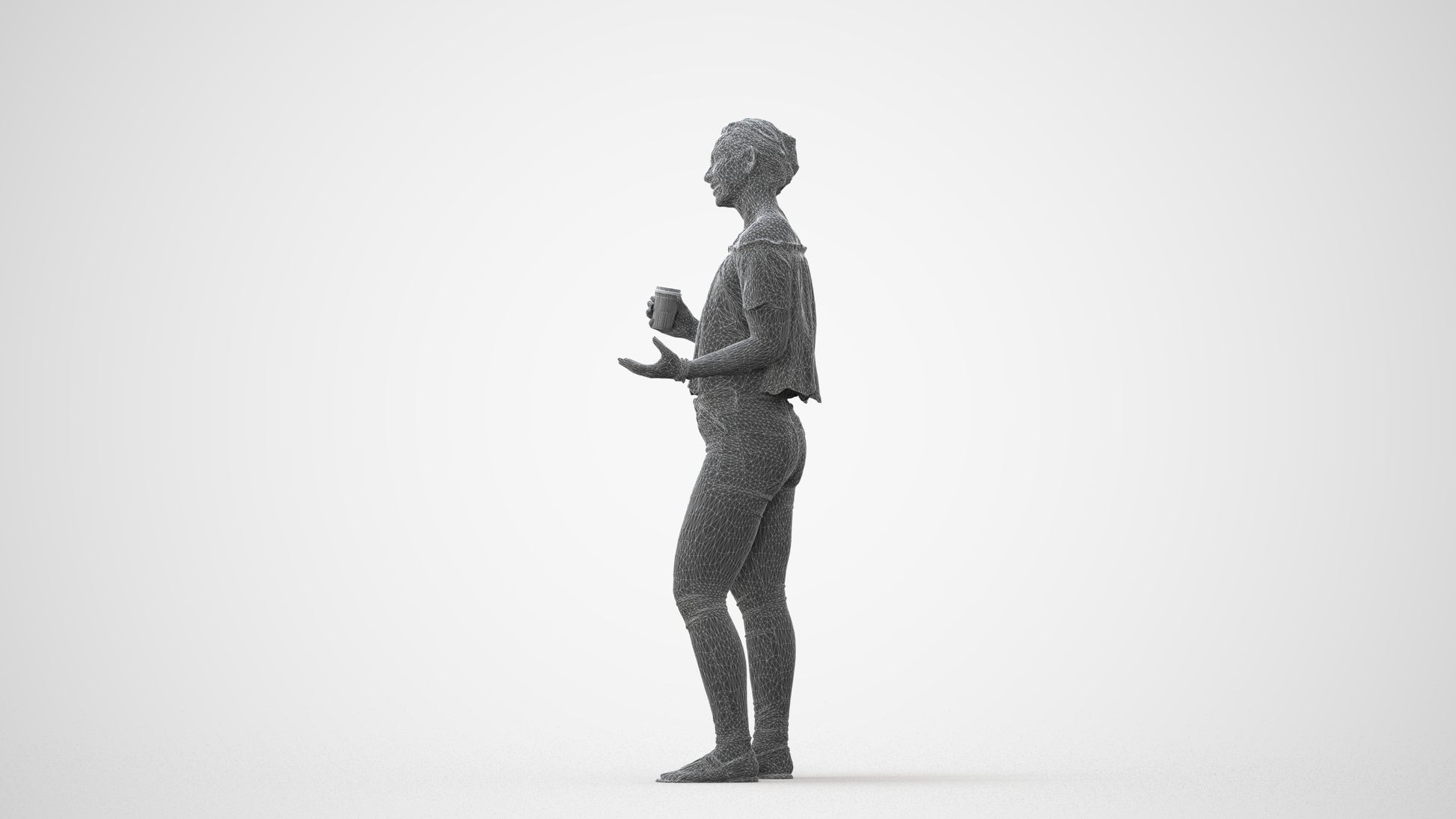 3D scanned woman standing casual, photorealistic archviz people for Enscape and SketchUp, square thumbnail
