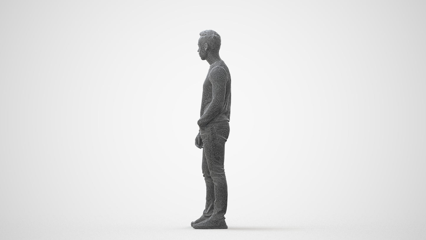 3D people model man casual standing, scanned human for 3ds Max rendering, square thumbnail