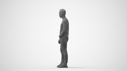3D people model man casual standing, scanned human for 3ds Max rendering, square thumbnail
