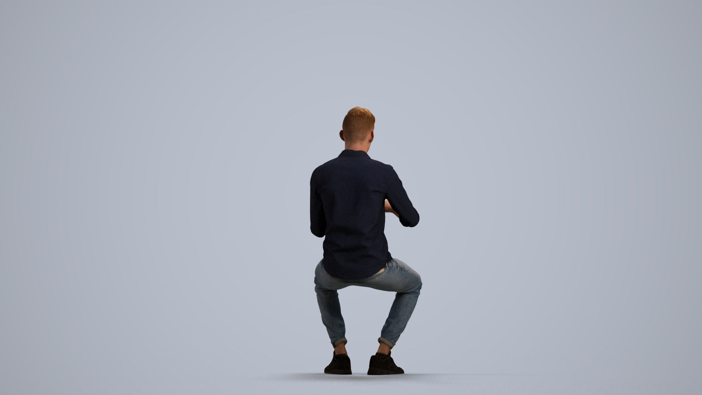 realistic 3D man casual business, scanned archviz people for Blender and 3ds Max, front view render