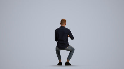 realistic 3D man casual business, scanned archviz people for Blender and 3ds Max, front view render