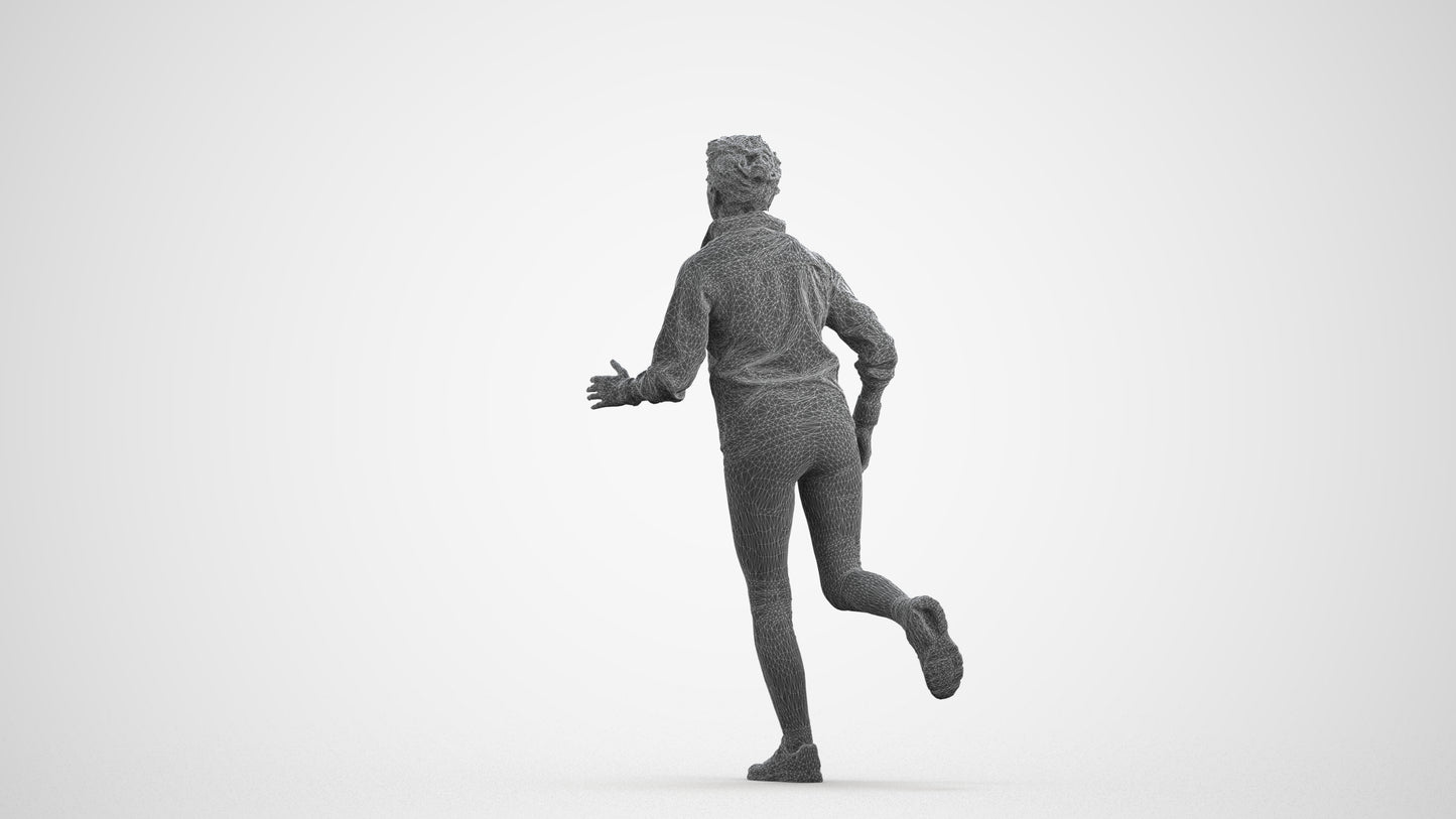 3D human model woman sport, photogrammetry scanned person for archviz, wireframe front view