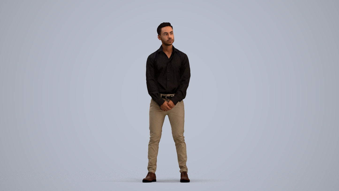 photogrammetry 3D man business standing, realistic human model archviz FBX, standing pose render