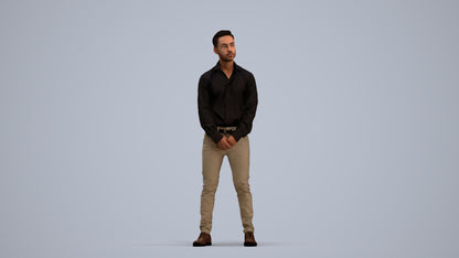 photogrammetry 3D man business standing, realistic human model archviz FBX, standing pose render