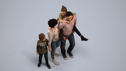 3D people model girl casual kids, scanned human for 3ds Max rendering, back view render