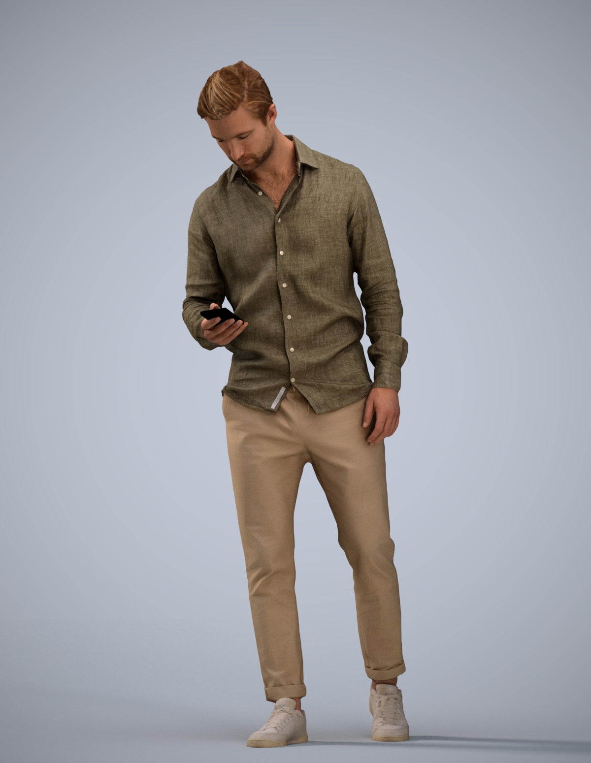 realistic 3D human man casual walking, archviz people FBX OBJ for Blender
