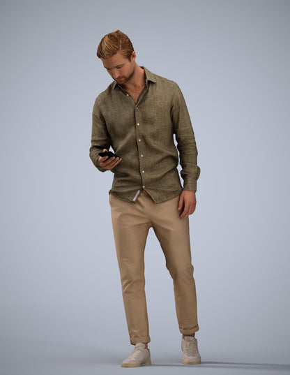 realistic 3D human man casual walking, archviz people FBX OBJ for Blender