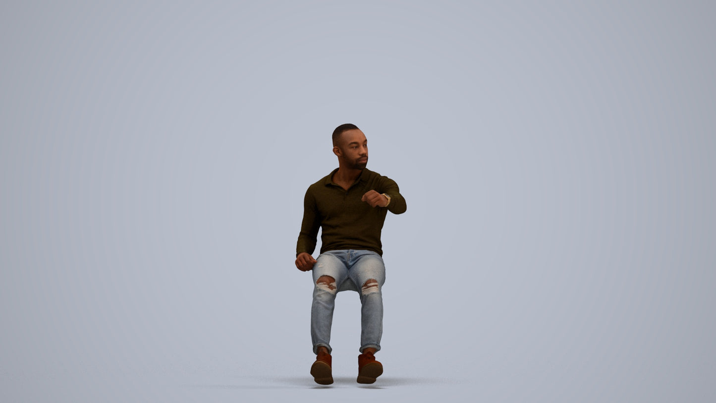 photogrammetry 3D man casual driving, realistic human model archviz FBX, standing pose render