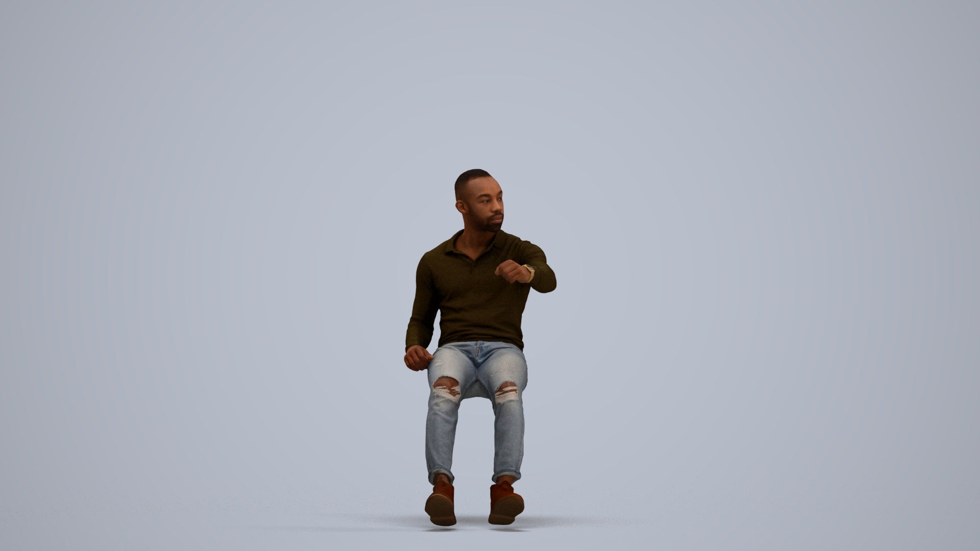 photogrammetry 3D man casual driving, realistic human model archviz FBX, standing pose render
