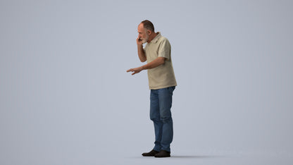realistic 3D people senior man casual standing, render-ready for V-Ray and Corona, FBX OBJ, three-quarter view render