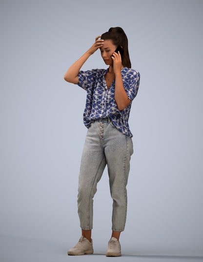 3D scanned woman standing casual, photorealistic archviz people for Enscape and SketchUp
