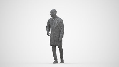 3D human model man medical, photogrammetry scanned person for archviz, wireframe back view