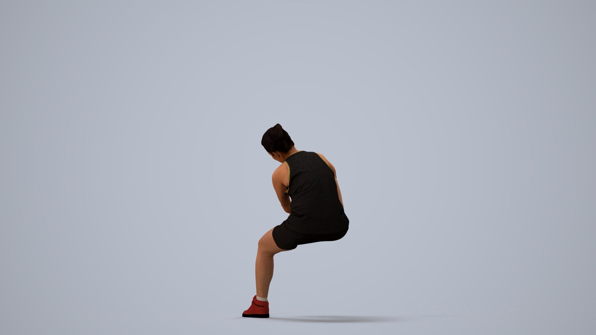 realistic 3D woman sport, scanned archviz people for Blender and 3ds Max, three-quarter view render