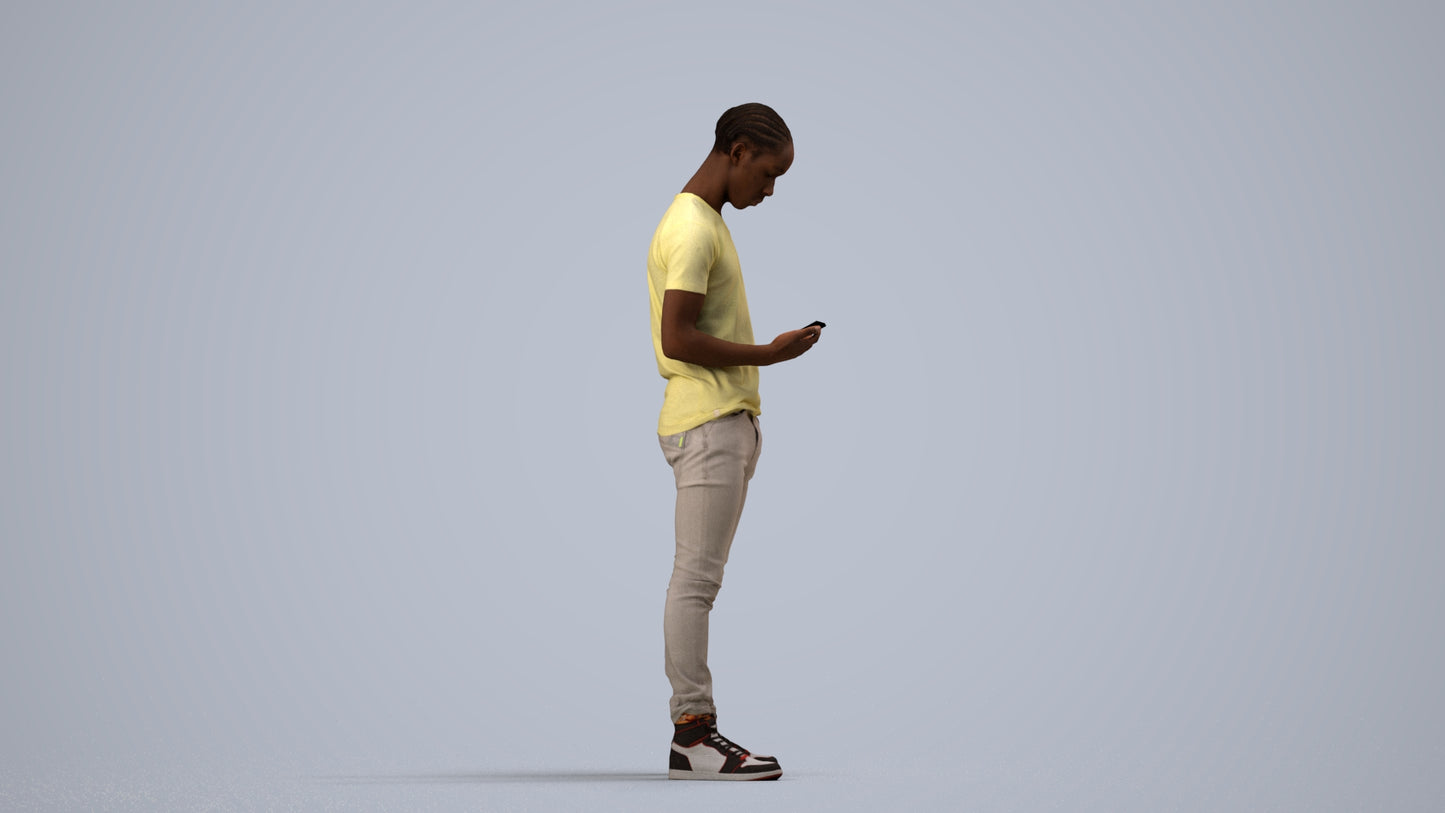 3D people model boy casual kids, scanned human for 3ds Max rendering, side view render