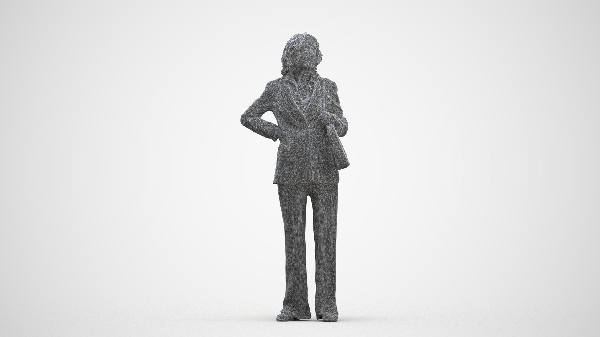 scanned 3D senior woman business, photogrammetry people for Enscape and V-Ray, three-quarter front view render