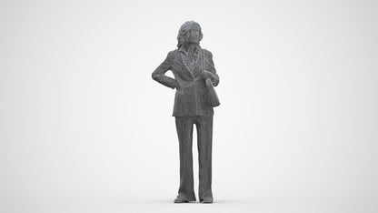 scanned 3D senior woman business, photogrammetry people for Enscape and V-Ray, three-quarter front view render