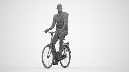 realistic 3D human man casual cycling, archviz people FBX OBJ for Blender, wireframe back view