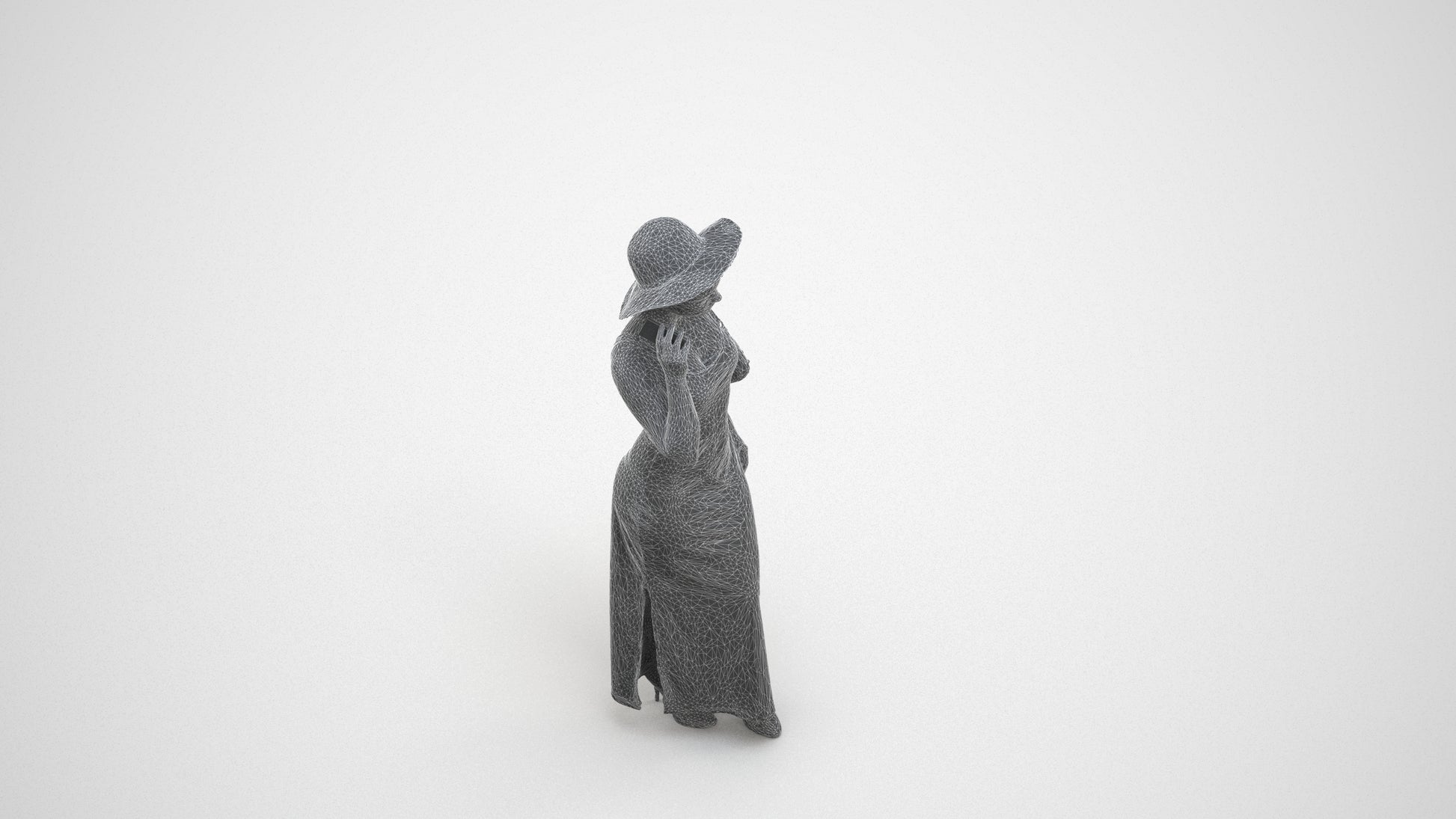 realistic 3D human woman casual walking, archviz people FBX OBJ for Blender, wireframe three-quarter view