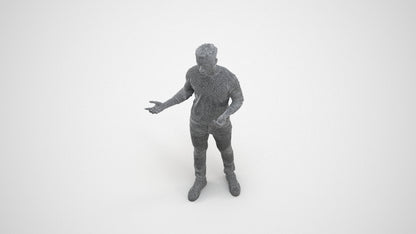 realistic 3D man casual standing, scanned archviz people for Blender and 3ds Max, wireframe three-quarter view
