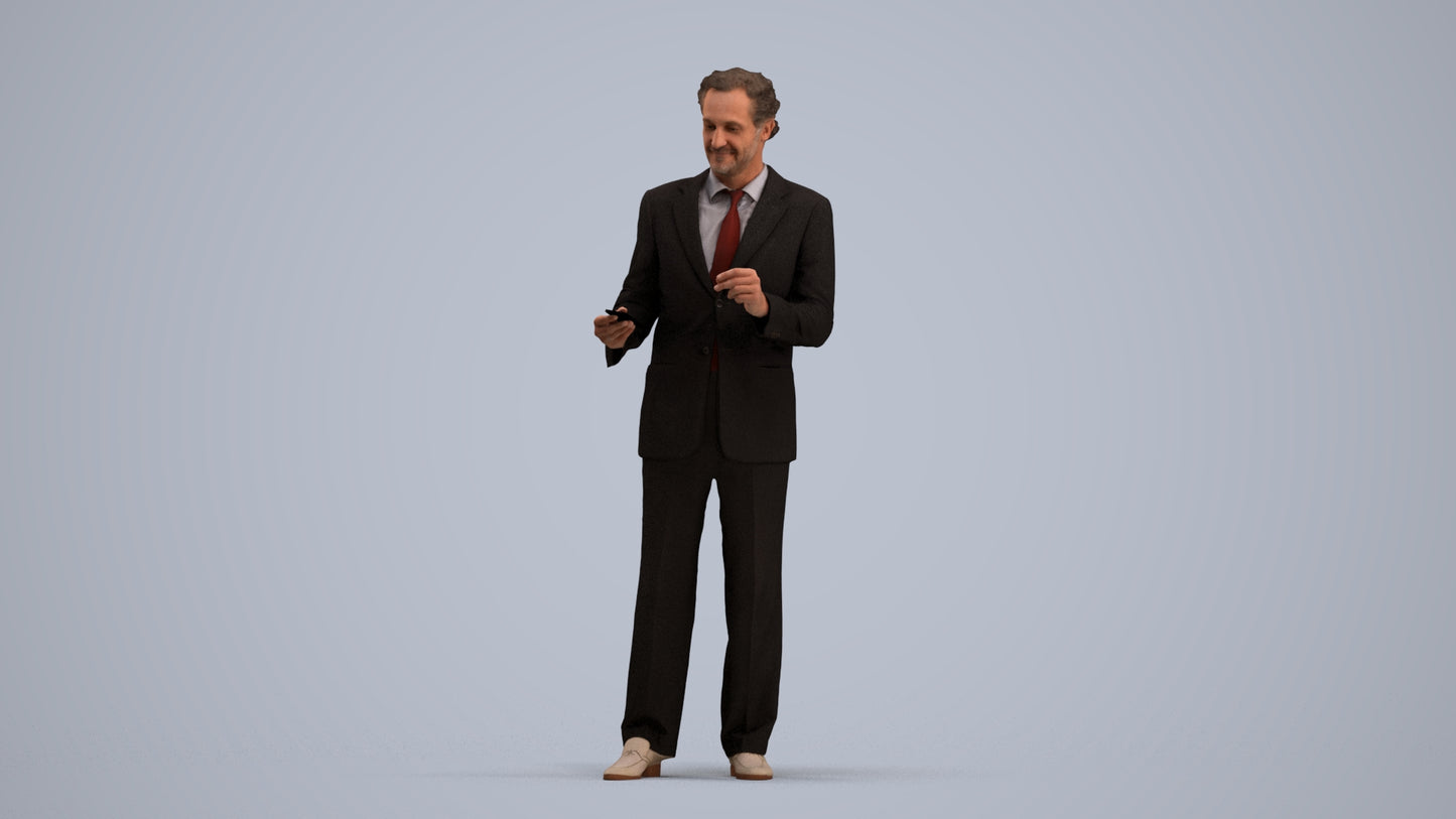 realistic 3D people man business, render-ready for V-Ray and Corona, FBX OBJ, standing pose render