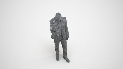 scanned 3D senior man business, photogrammetry people for Enscape and V-Ray, wireframe three-quarter view