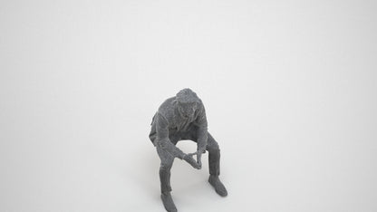 photogrammetry 3D man business, realistic human model archviz FBX, wireframe three-quarter view