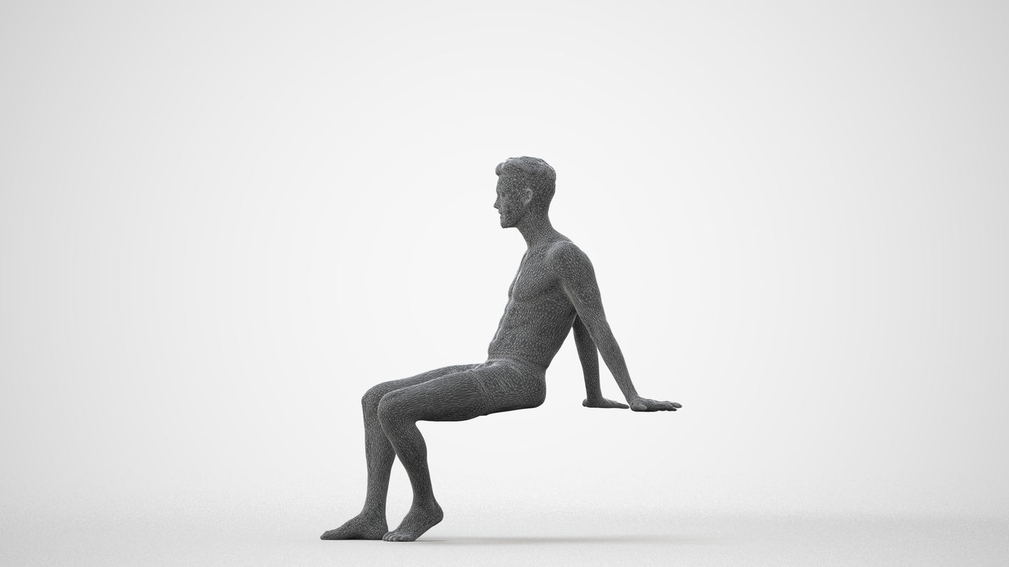 3D human model man sport pool, photogrammetry scanned person for archviz, square thumbnail
