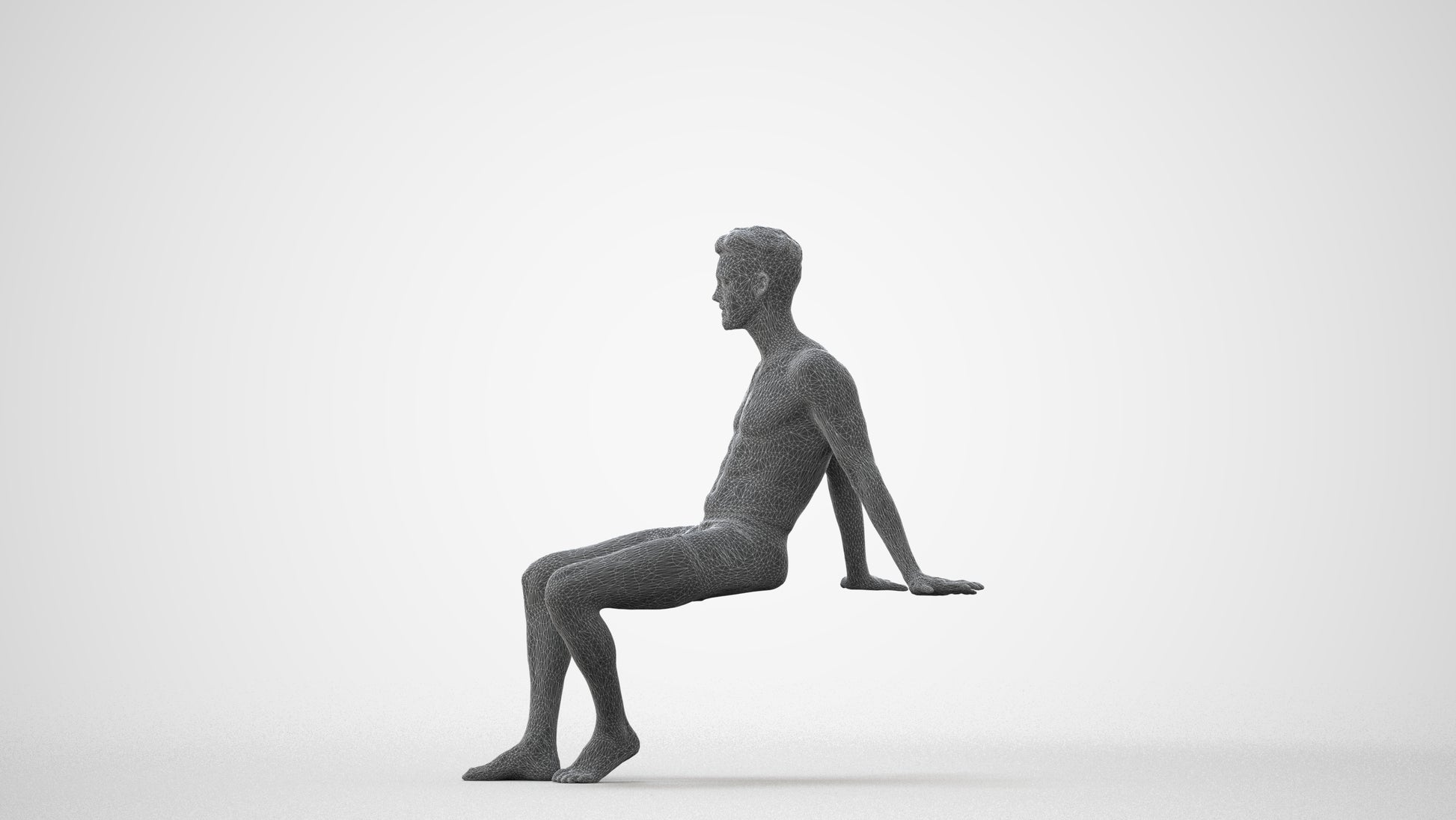 3D human model man sport pool, photogrammetry scanned person for archviz, square thumbnail