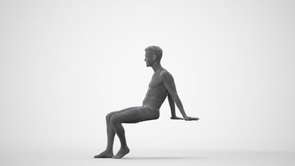 3D human model man sport pool, photogrammetry scanned person for archviz, square thumbnail