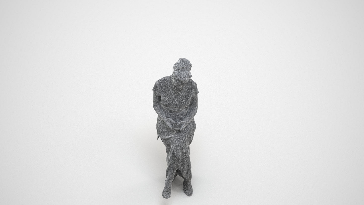 3D people model woman formal formalaffairs, scanned human for 3ds Max rendering, wireframe three-quarter view