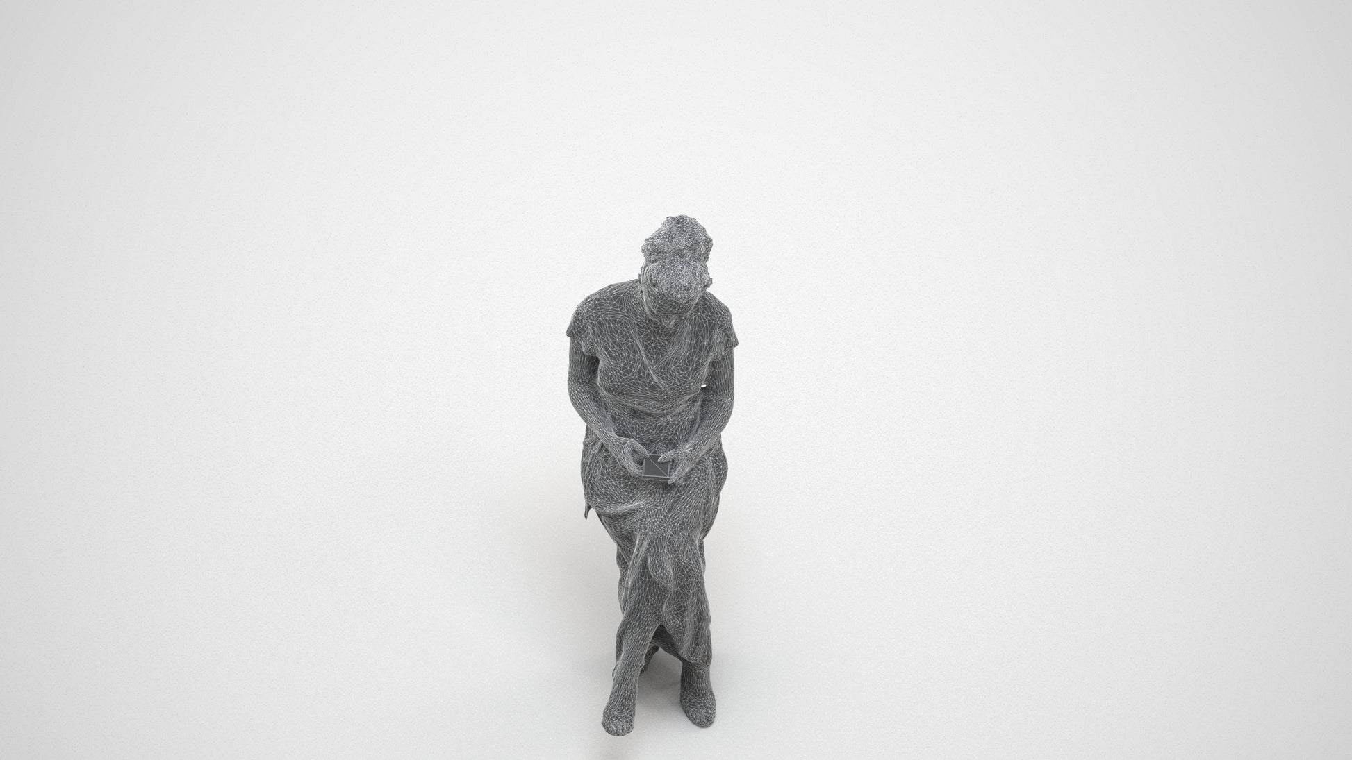 3D people model woman formal formalaffairs, scanned human for 3ds Max rendering, wireframe three-quarter view