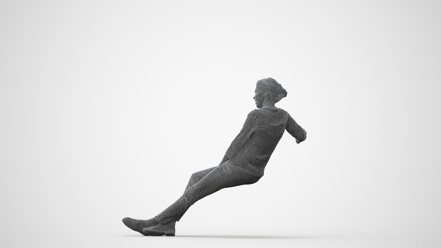 realistic 3D woman casual sitting, scanned archviz people for Blender and 3ds Max, square thumbnail