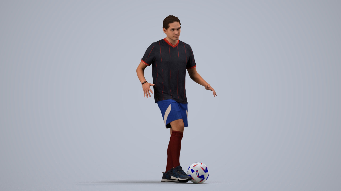 photogrammetry 3D man sport, realistic human model archviz FBX, side view render