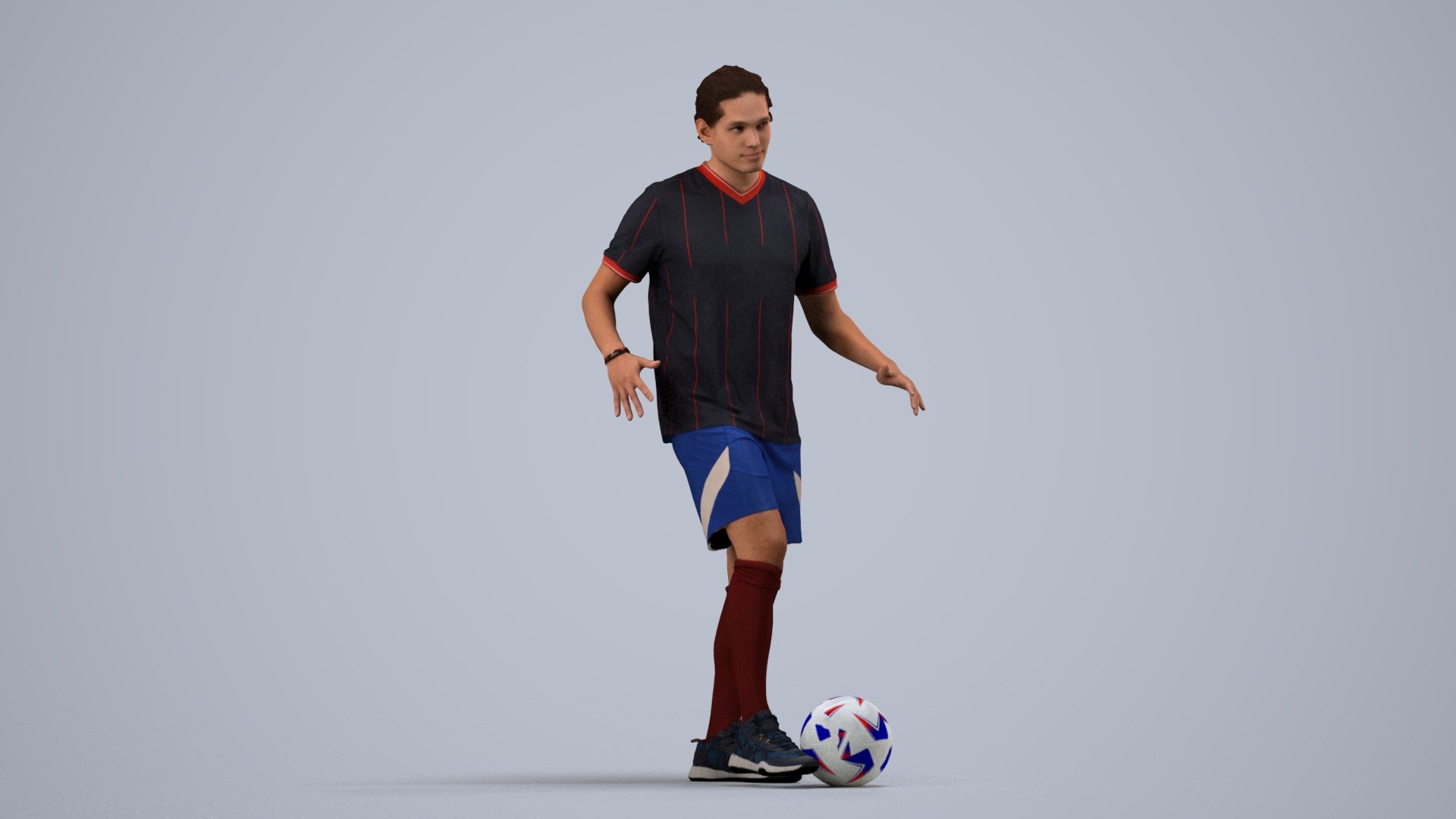 photogrammetry 3D man sport, realistic human model archviz FBX, side view render