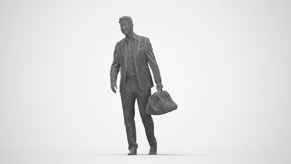 realistic 3D people man business walking, render-ready for V-Ray and Corona, FBX OBJ, wireframe back view