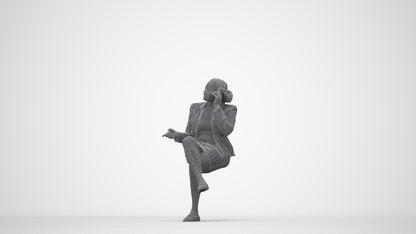 realistic 3D people woman business sitting, render-ready for V-Ray and Corona, FBX OBJ, wireframe back view