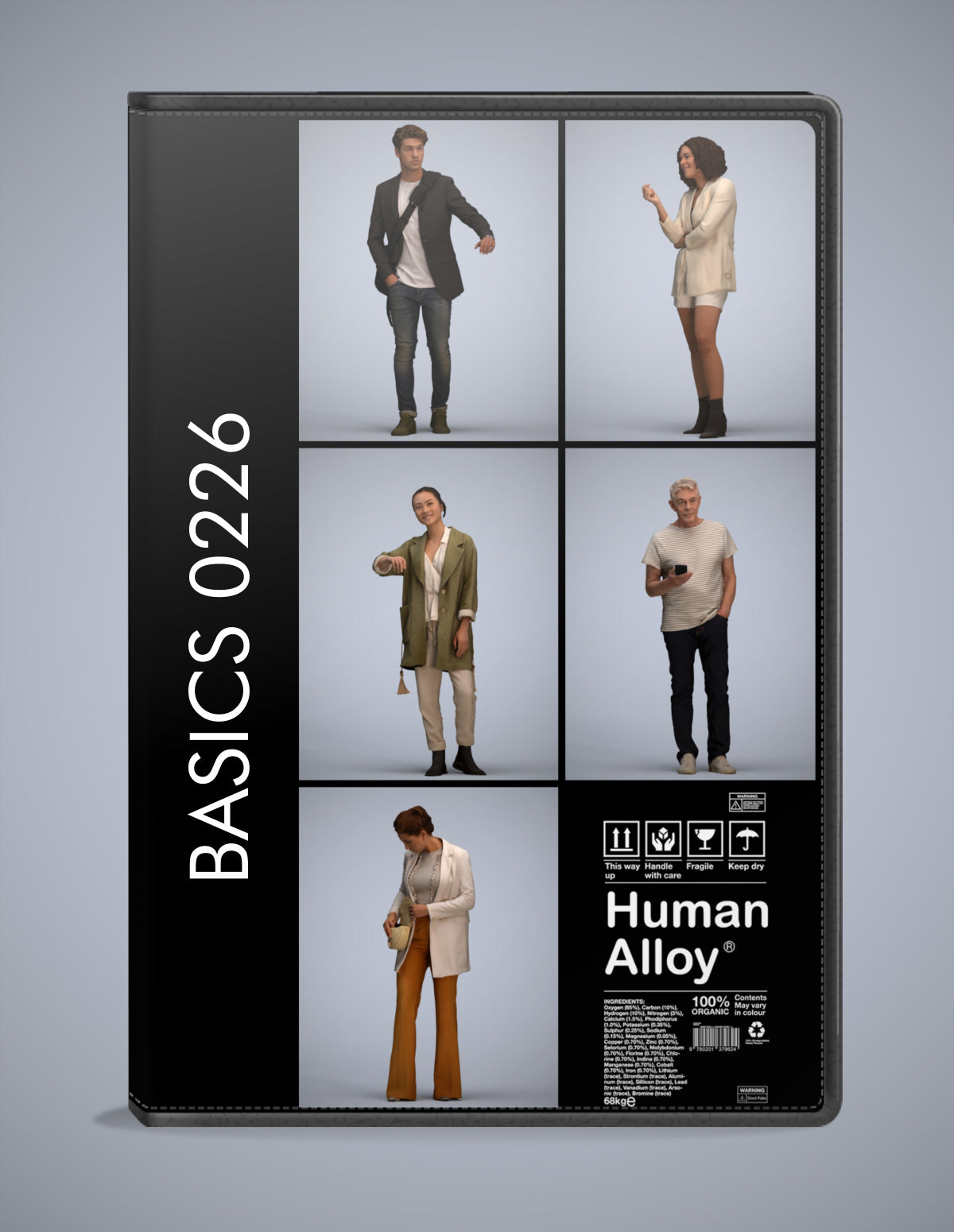 photogrammetry 3D people standing collection, 5 realistic human models archviz FBX