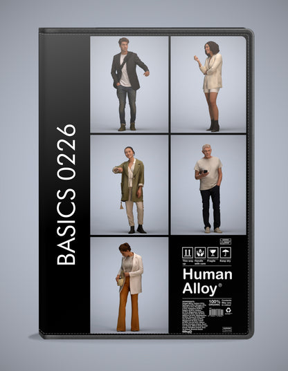 photogrammetry 3D people standing collection, 5 realistic human models archviz FBX