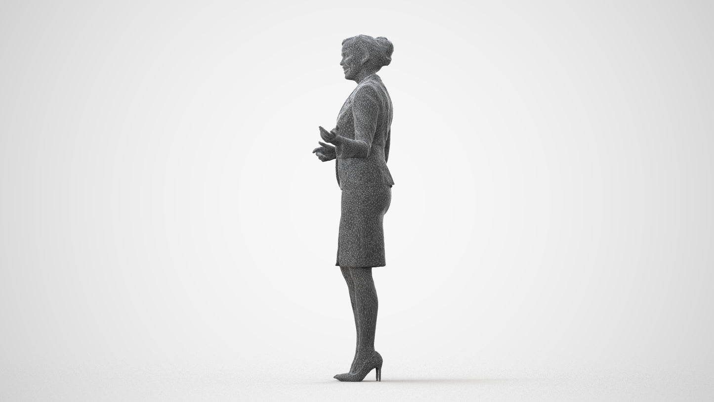 photogrammetry 3D woman hospitality, realistic human model archviz FBX, square thumbnail