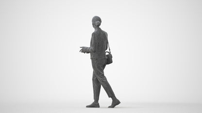 realistic 3D human woman business walking, archviz people FBX OBJ for Blender, square thumbnail