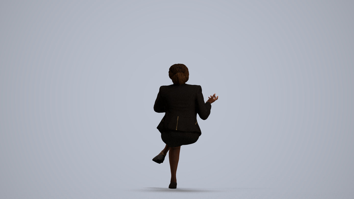 scanned 3D woman business sitting, photogrammetry people for Enscape and V-Ray, front view render