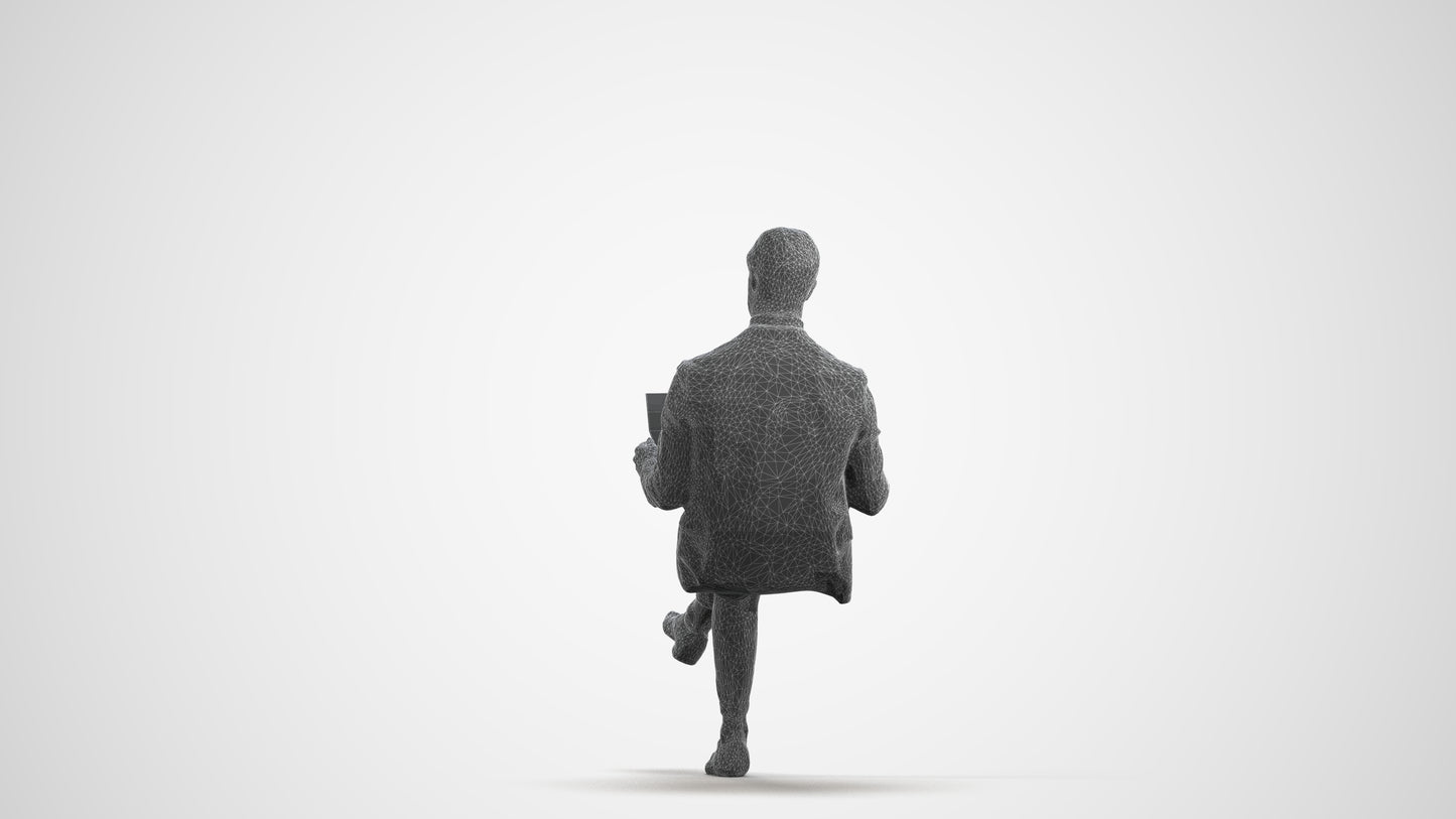 realistic 3D man business, scanned archviz people for Blender and 3ds Max, wireframe front view