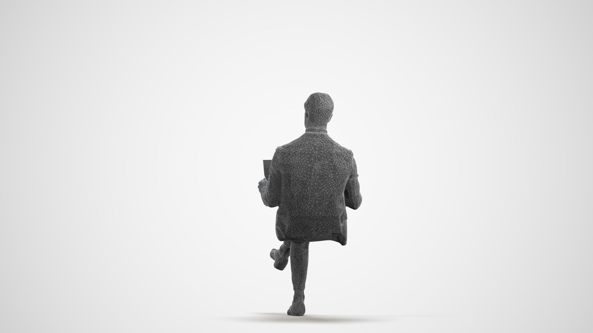 realistic 3D man business, scanned archviz people for Blender and 3ds Max, wireframe front view