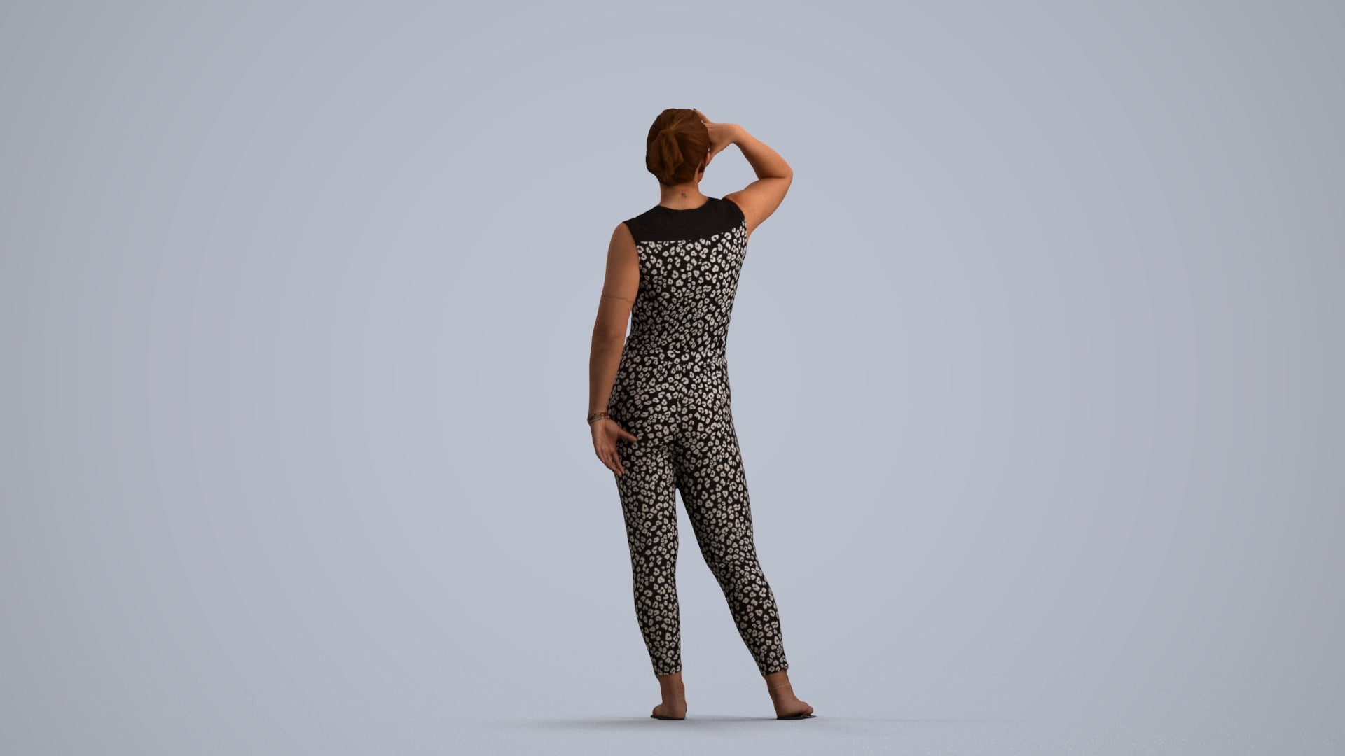 realistic 3D woman casual standing, scanned archviz people for Blender and 3ds Max, front view render